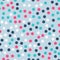 Colorful polka dots pattern on bright background.