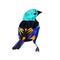 Colorful polygonal asian blue bird