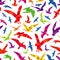 Colorful polygonal birds seamless pattern