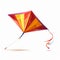 Colorful Polygonal Kite With Tail Flying On White Background