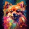 Colorful Pomeranian Dog Painting In Digital Art Style