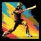 Colorful Pop Art Cricket Player Painting