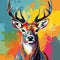 Colorful Pop Art Deer Painting With High Detail And Strong Facial Expression