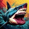 Colorful Pop Art Illustration Of A Powerful Shark