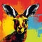 Colorful Pop Art Kangaroo Painting With Dark Humor Graphic Prints