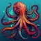 Colorful Pop Art Octopus Illustration With Abstract Necronomicon Style