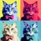 Colorful Pop-art Portraits Of Four Cats With Bow Ties
