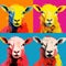 Colorful Pop Art Portraits Of Four Sheep In Andy Warhol Style