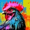 Colorful Pop Art Rooster Painting: A Vibrant Blend Of Comic Book And Neon Realism