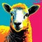 Colorful Pop Art Sheep: A Vibrant And Detailed Screen Printing Artwork
