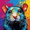 Colorful Pop Art Style Portrait Of A Painted Rat