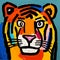 Colorful Pop Art Tiger Portrait Inspired By Picasso