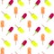 Colorful popsicle ice cream seamless vector pattern.