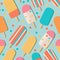 Colorful popsicles, flat style design background. Generative Ai