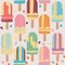 Colorful popsicles, flat style design background. Generative Ai