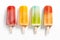 Colorful popsicles isolated on a white background. Top view