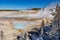 Colorful Porcelain Basin area trail in Yellowstone National Park, Wyoming