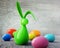 Colorful porcelain easter rabbit