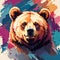A colorful portrait of a bear