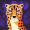 Colorful portrait of beautiful cheetah on purple background. Hand drawn wild animal.