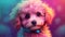 Colorful portrait of a cute poodle dog. Digital painting.