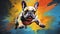 Colorful Portraiture: French Bulldog Jumping In Neo-expressionist Style
