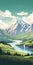 Colorful Poster Of Denali National Park Landscape In Lofi Design