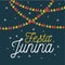 Colorful poster festa junina with starry background and decorative lights