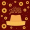 Colorful poster festa junina with starry background with hat and pattern of sunflowers