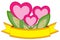 Colorful poster heart plants with leafs and golden ribbon with place for text.