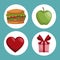 Colorful poster icons in circular frame of elements healthy food gifts