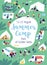 Colorful poster of summer camp with place for text vector flat illustration. Announcement template for camping vacation
