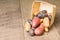 Colorful potatoes in basket