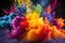Colorful Powder Clouds Forming Festive Rainbow Explosion. Generative AI