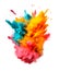 Colorful powder explosion isolated on white background, holi paint, realistic 3D illustration, generative ai