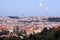 Colorful Prague after Sunset with the Moon