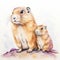 Colorful Prairie Dog Watercolor Painting With Detailed Background Elements