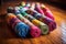 colorful prayer flag rolls ready for