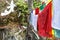 Colorful prayerflags at Burning Lake, a religious site, Jakar, Bumthang Valley, Bhutan