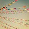 Colorful praying flags near Boudhanath Stupa - vintage filter.