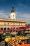 Colorful produce market in town square