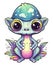 Colorful psychedelic dragon - frog creature. Sticker with alien