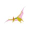 Colorful Pterosaur Dinosaur, Cute Prehistoric Animal Vector Illustration