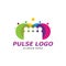 Colorful Pulse logo design concept vector. People Beat logo Template