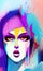 Colorful punk woman abstract AI art portrait