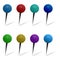 Colorful Pushpin Set Isolated on White Background