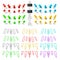 Colorful pushpins and paperclips binders, stationer elements. To