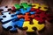 Colorful puzzle, autism symbol, diversity representation, neurodiversity support