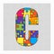 Colorful puzzle letter - C. Jigsaw creative font