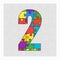 Colorful puzzle number - 2. Jigsaw figure two